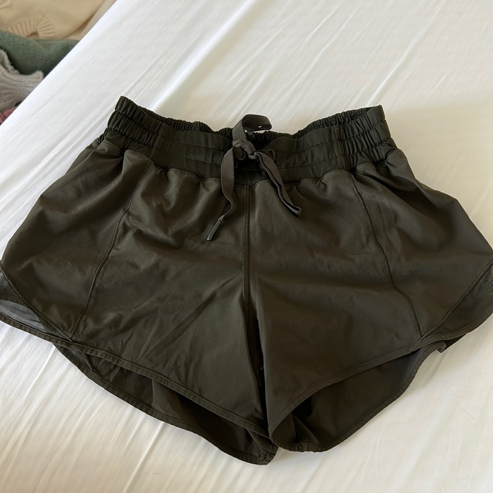 *RARE lululemon athletica army green tracker shorts